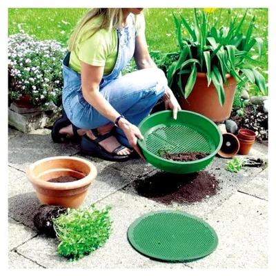 Produktbild von Gartensieb für Erde mit 2 Siebeinsätzen, rund, 4 und 6 mm, Ø 38 cm
