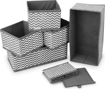 Produktbild von Navaris Aufbewahrungsboxen Organizer Ordnungssystem Stoffboxen - 6 Stück in verschiedenen Größen - für Kleiderschrank und Schubladen - faltbar