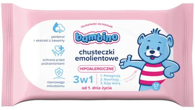 Produktbild von Bambino Chusteczki emolientowe 3w1, 57 sztuk