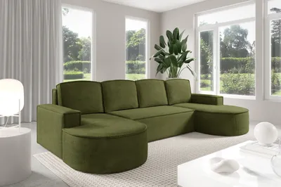 Produktbild von GUTTO  Ecksofa Molly U-Form mit abgerundeter Form in Creme Beige Grau Hellgrau Rostig Velour - trendige abgerundete Form!2025(mit Schlaffunktion)