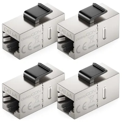 Produktbild von deleyCON CAT6A RJ45 Verbinder Keystone Kupplung 10 Gbit/s, 4 Stück