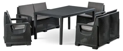 Produktbild von Gartenmöbel-Set für 6 Personen Napoli Mini Set Tisch Sessel Technorattan