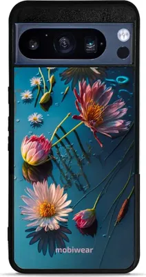 Image de Coque de téléphone pour Google Pixel 8 Pro, Mobiwear Glossy Case, bleu à motifs floraux