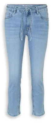 Produktbild von TTLENE SLIM CROPPED Stretch Jeans mit Bindegürtel