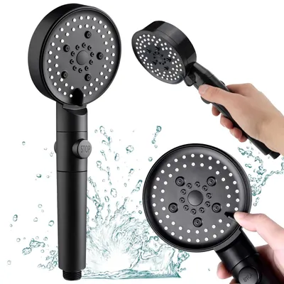 Obrázek produktu pro Sprchová hlavice úsporná 5 režimů ruční sprcha černá 1 2 do sprchy i vany
