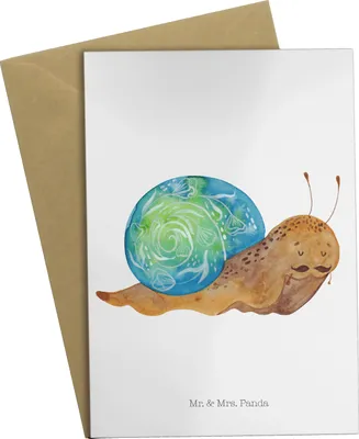 Produktbild von Mr. & Mrs. Panda Grußkarte Schnecke Sir - Weiß - Geschenk, babykarte, Weisheit, Lebensmut, Lustige Sprüche, weihnachtskarten, Motivation, osterkarte, hochzeitskarten