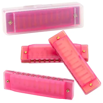 Productafbeelding van 10-gaats mondharmonica voor beginners, roze koffer