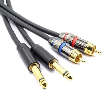 Produktbild von Mozos Mcable-2Jt2R Audiokabel mit vergoldeten Steckern, geschirmt, 3m, 2x Cinch (RCA) auf 2x Klinke 6,35mm TS