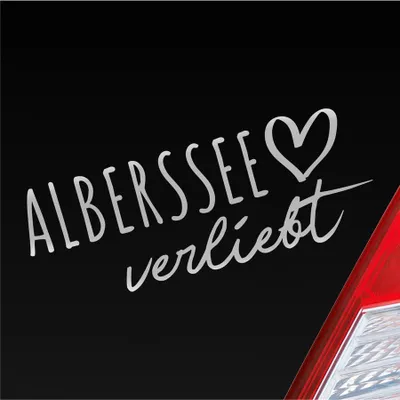 Produktbild von Auto Aufkleber Alberssee verliebt Herz See Sea Liebe Car 19x7 cm Silber Sticker Heckscheibenaufkleber