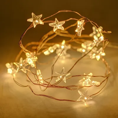 Obrázok produktu pre Svetelná reťaz LED s hviezdami na batérie, teplá biela, 20 LED diód, 2,3 m