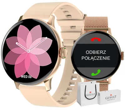 Image de Giewont Pink Gw330-1 Pink Powdered Silicone Strap + Pink Gold Bracelet Smart Watch