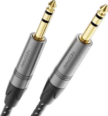 Produktbild von deleyCON 0,5m Instrumentenkabel Klinkenkabel 6,35mm auf 6,35mm Klinke TRS (Stereo) AUX - Studio Qualität - aus reinem OFC Kupfer (AWG24) - für Verstärker Mixer E-Gitarre Bass Keyboard