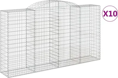 Obrázok produktu pre vidaXL Gabióny s vysokým oblúkom 10 ks 300x50x160/180cm Pozinkované železo