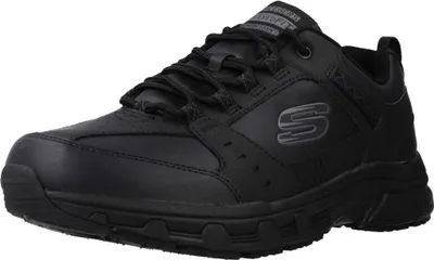 A black Skechers shoe is shown from a side angle against a white background.
