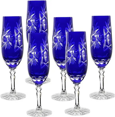 Produktbild von Sektflöte blau Schleuderstern 6er Set (180ml)