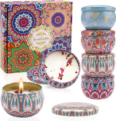 Produktbild von Duftkerzen Geschenkset: Sojawachs Kerzen Freesie Osmanthus Limette Blauglocke