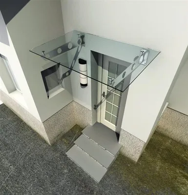Immagine prodotto di Glaswerk Westfalen - (S) Pensilina in vetro trasparente 160x90 cm, supporto incl.