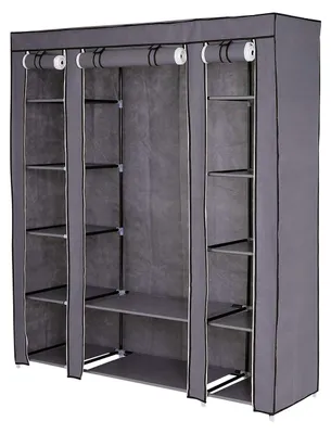 Klappbarer Stoffkleiderschrank, Grau, 150x175x45 cm
