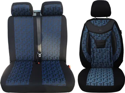Produktbild von Nissan Primastar Bj 2002-16 kompatible Schonbezüge (inkl. Doppelsitzbank) in Blau/Schwarz (904)