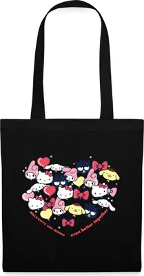 Produktbild von Spreadshirt Hello Kitty And Friends Ballons Stoffbeutel, One size, Schwarz
