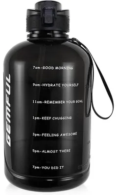Produktbild von Sport-Trinkflasche 3 Liter BPA-frei mit Strohhalm und Zeitmarkierungen Schwarz