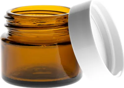 Immagine prodotto di Vasetto in vetro, capacità 15 ml, marrone, con coperchio in PP bianco x1