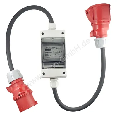 Produktbild von 16A 400V CEE Adapter - mobiler digitaler Stromzähler - geeicht - Rollenzählwerk-analog IP44 - 3-phasig- Easycount3 - Zwischensteckerzähler