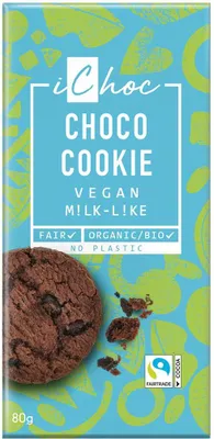 TABLICZKA KAKAOWA Z KAWAŁKAMI CIASTEK KAKAOWYCH FAIR TRADE BIO 80 g - ICHOC (VIVANI)