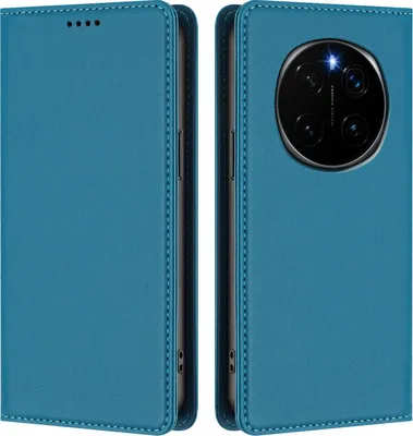 Image de Étui en cuir pour Honor Magic7, étui à rabat magnétique en cuirPolyuréthaneavec support, bleu lac