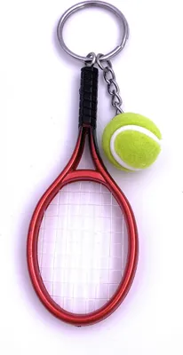 Produktbild von Onwomania Tennis Schläger mit Ball Sport Schlüsselanhänger Keychain aus Metall