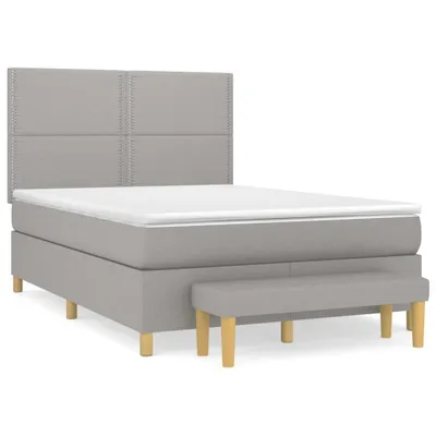 Produktbild von vidaXL Boxspringbett mit Matratze Hellgrau 140x190 cm Stoff