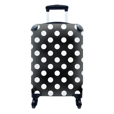 Obrázok produktu pre Kufrík Ručná batožina na kolieskach Malý cestovný kufor so 4 kolieskami Bodky - Vzory - Čiernobiele - Veľkosť kabíny < 55x40x23 cm & 55x40x20 cm -