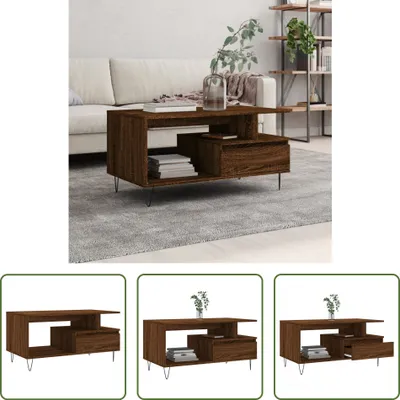 Produktbild von The Living Store Couchtisch Braun Eichen-Optik 90x49x45 cm Holzwerkstoff