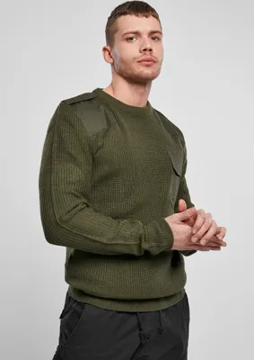 Image de Brandit BD5018 | Pull militaire homme avec épaulettes - Couleur : Olive - Taille : XL