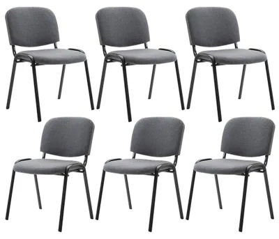 Produktbild von CLP 6er Set Besucherstuhl Ken Stoff stapelbar und mit robustem Metallgestell grau