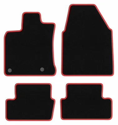 Immagine prodotto di Tappetini in moquette per Nissan Qashqai J10 I 2006-2013 (crossover) – set 4 pezzi, nero/rosso, su misura – Wielganizator CARLUX