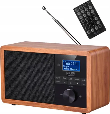 Obrázek produktu pro Přenosné digitální rádio Adler AD 1184 černé, dřevo
