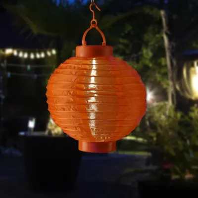 Produktbild von LED Solar Lampion - 1 kaltweiße LED - H: 23cm - D: 20cm - Lichtsensor - orange