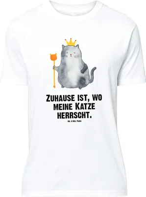 Produktbild von Mr. & Mrs. Panda Größe M T-Shirt Katze König - Weiß - Geschenk, Shirt, Cats, Haha, Tshirt, mit Spruch, Katzen, Miau, Wohnung, Herren