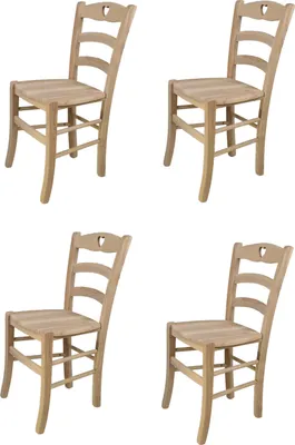Image de t m c s Tommychairs - Lot de 4 chaises CUORE pour la cuisine et la salle à manger, structure robuste en bois de hêtre poli, non traité et 100% naturel, assise en bois poli