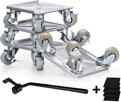 Produktbild von 5-Wielige Möbeltransportchariot, Möbelheber mit Rollen für Schweres Möbel, Transportgerät mit Hebe- und Drehfunktion, 360° drehbare Transporträder