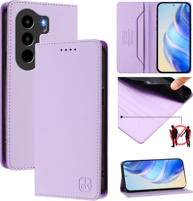 Produktbild von Lederhülle für itel Power 70 Hülle Flip Brieftasche Kartenfächern Ständer Schutzhülle Violett