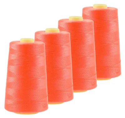 Produktbild von 4 x 4572m Qualitäts Overlock-Garn Overlock-Nähgarn Farben 661 bis 700, Farbe:A665 leuchtorange