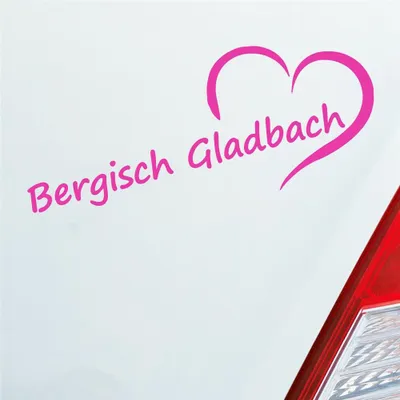 Produktbild von Auto Aufkleber Bergisch Gladbach Herz Stadt City Liebe Love 19,5x8 cm Pink Sticker Heckscheibenaufkleber