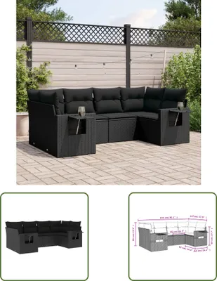 Produktbild von The Living Store 6-tlg. Garten-Sofagarnitur mit Kissen Schwarz Poly Rattan