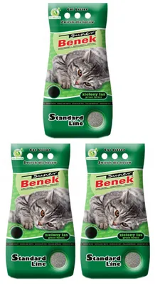 Produktbild von Super Benek Standard Line Green Forest - klumpende, duftende Bentonit-Katzenstreu 5 L (3-er Pack)