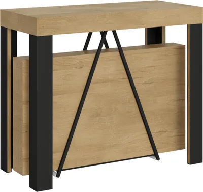 Zdjęcie produktu dla ITYHOME - Konsola rozkładana 90x40/196 cm Tarax Small dąb naturalny rama w kolorze antracytu