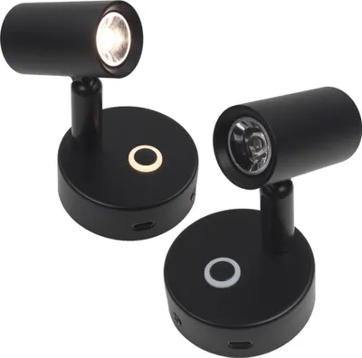 Immagine prodotto di lampada da lettura a LED 12-24 volt + USB C + interruttore + dimmer caravan camper roulotte barca nero