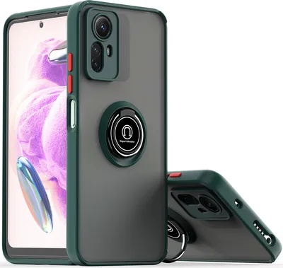 Produktbild von Redmi Note 12S Hülle, Ring Halter Ständer Matte TPU Rahmen Stoßfest Schutzhülle für Xiaomi Redmi Note 12S dunkelgrün