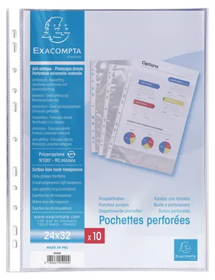 Produktbild von Exacompta 5990E 10er Pack Premium Klarsichthüllen 90μ, Für DIN A4+ 24 x 32 cm tr